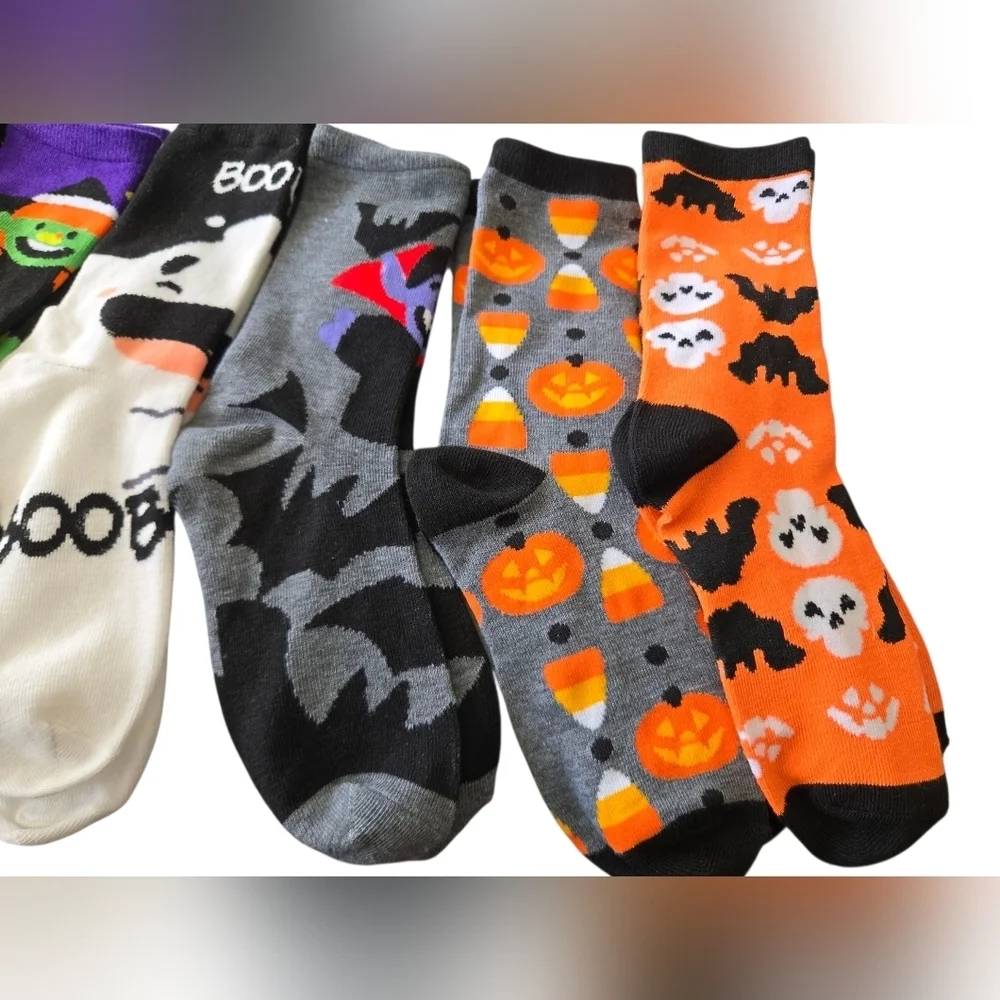 Halloween Themed Socks Set 6 Pairs Womens Large